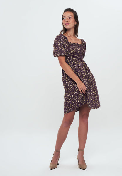 Herita Printed Smock Dress brown