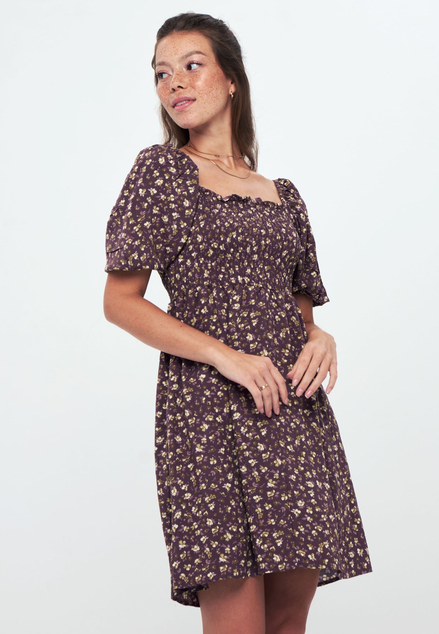 Herita Printed Smock Dress brown