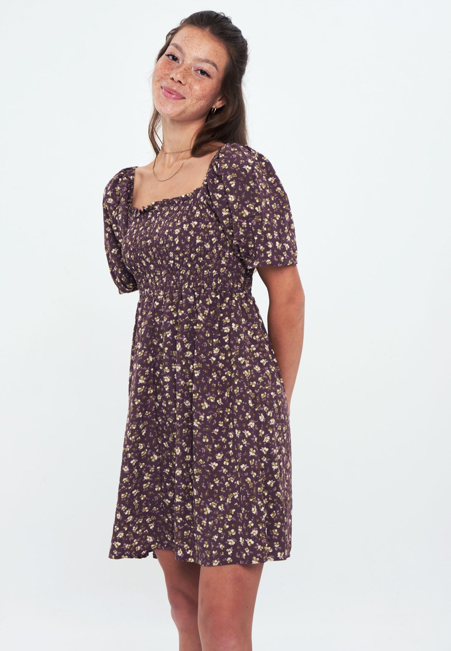 Herita Printed Smock Dress brown