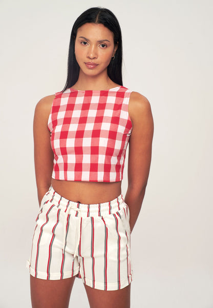 Gingham Vest Blouse