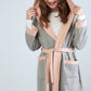 Grey Pink Cotton Dressing Gown