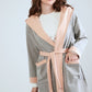 Grey Pink Cotton Dressing Gown