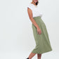 Front Slit Midi Skirt - Green