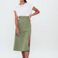 Front Slit Midi Skirt - Green