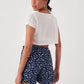 Polka Dot Patterned Skort - Navy Blue