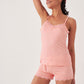 Polka Dot String Straps Pajama Set with Shorts - Salmon