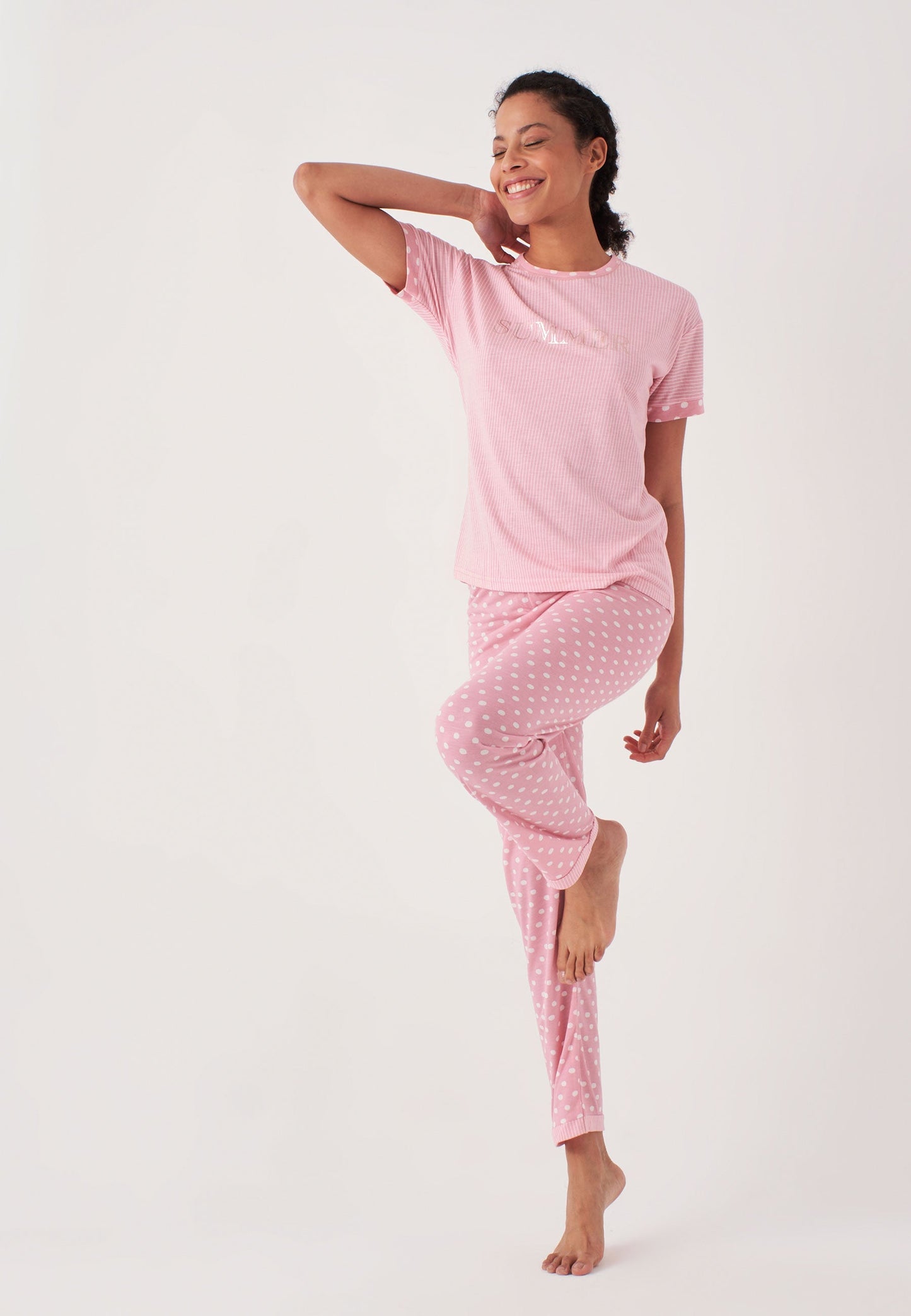 Powder Pants Pajama Set with Pointed Cuffs