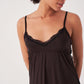 Black Lace Deep Slit Nightgown