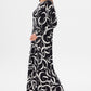 MUNI MUNI - Printed Long Viscose Dress - black white