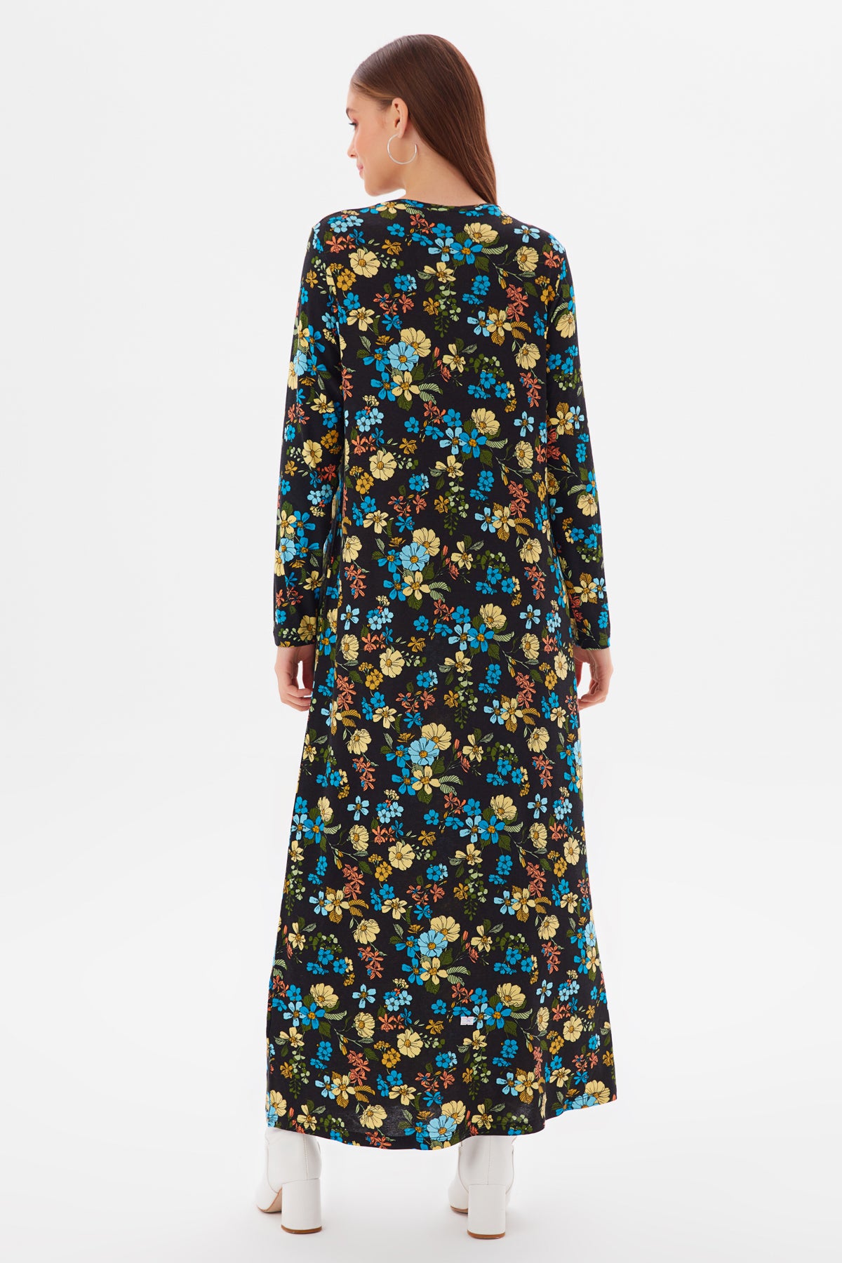 MUNI MUNI - Printed Long Viscose Dress - black blue