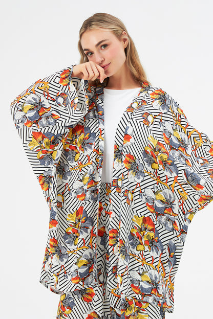 MUNI MUNI - Printed Kimono Top - ecru orange