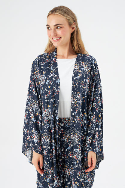 MUNI MUNI - Printed Kimono Top - dark blue