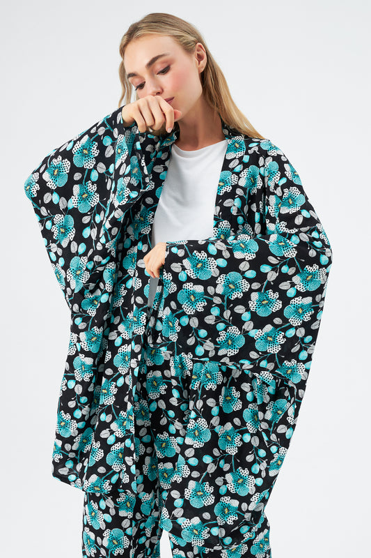 MUNI MUNI - Printed Kimono Top - turquoise