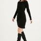 Black Long Sleeve Wrap Dress