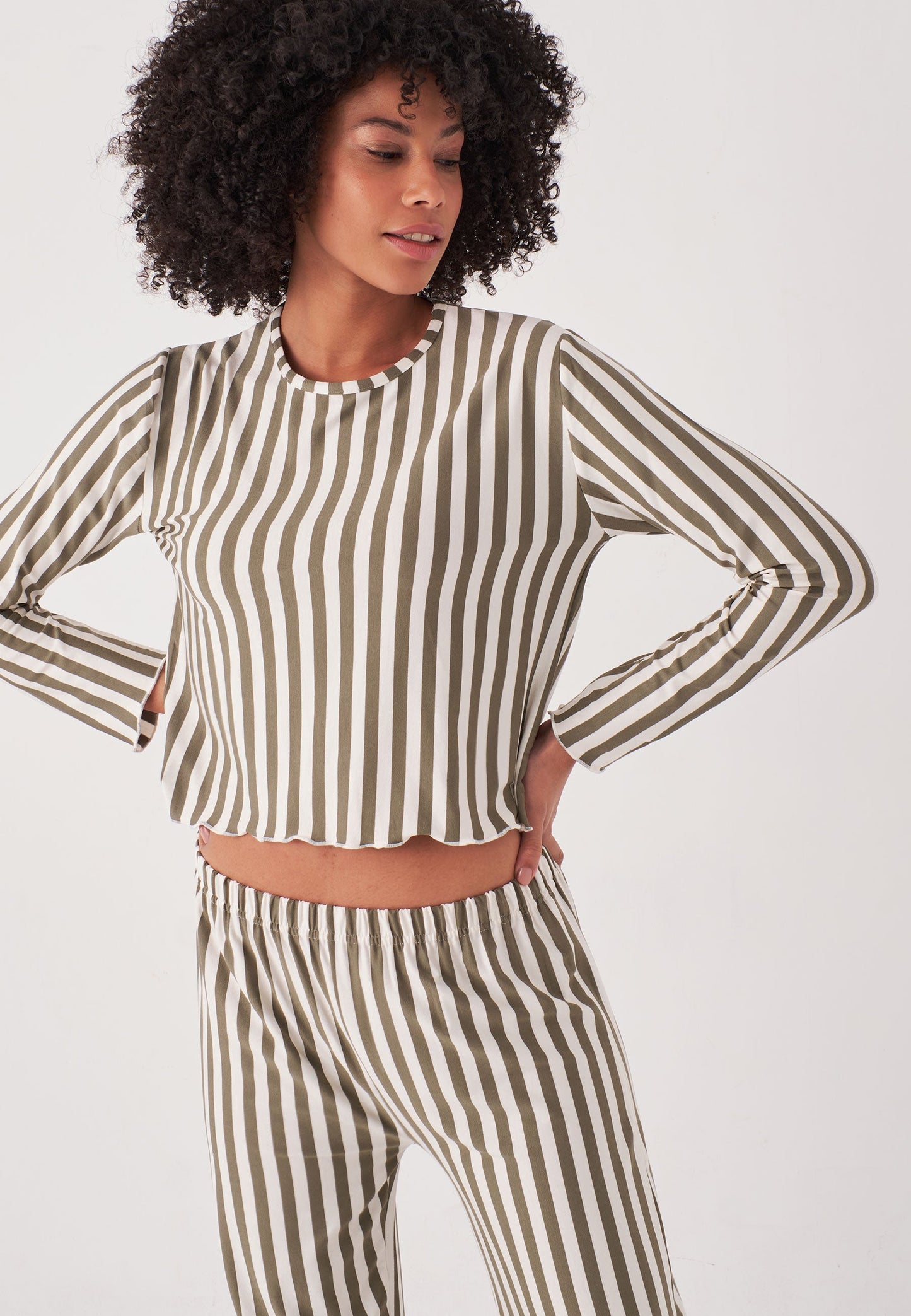 Long Sleeve Striped Pajamas Set