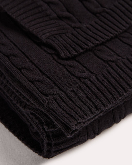 Braid Cable Knitted 100% Cotton Blanket - Black - Ocoza