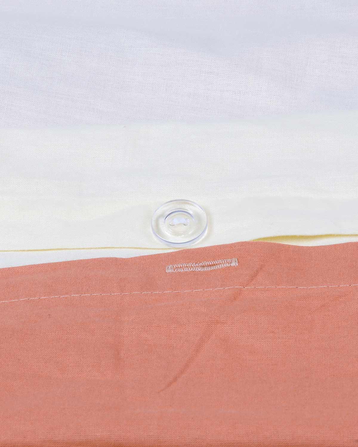 Reversible Percale Duvet Cover- Peach & Ecru