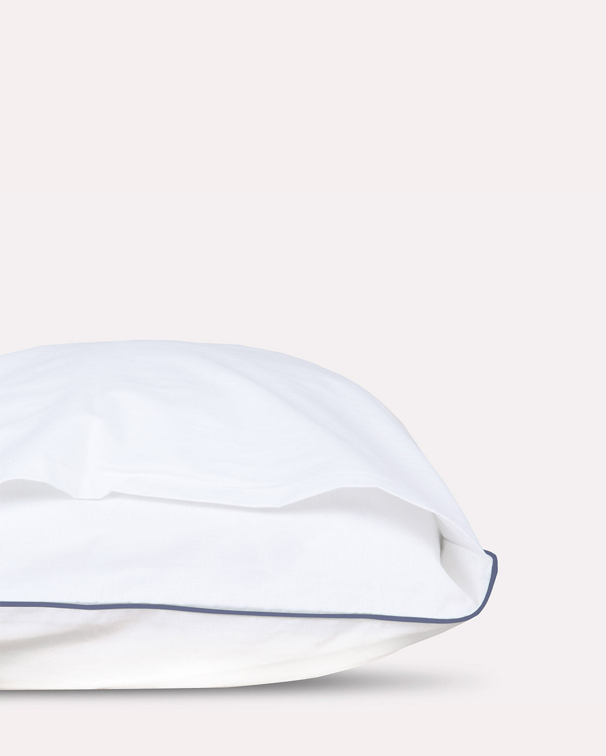 Classic Percale Pillowcase 2pcs- White with Navy Blue Pipe Edge