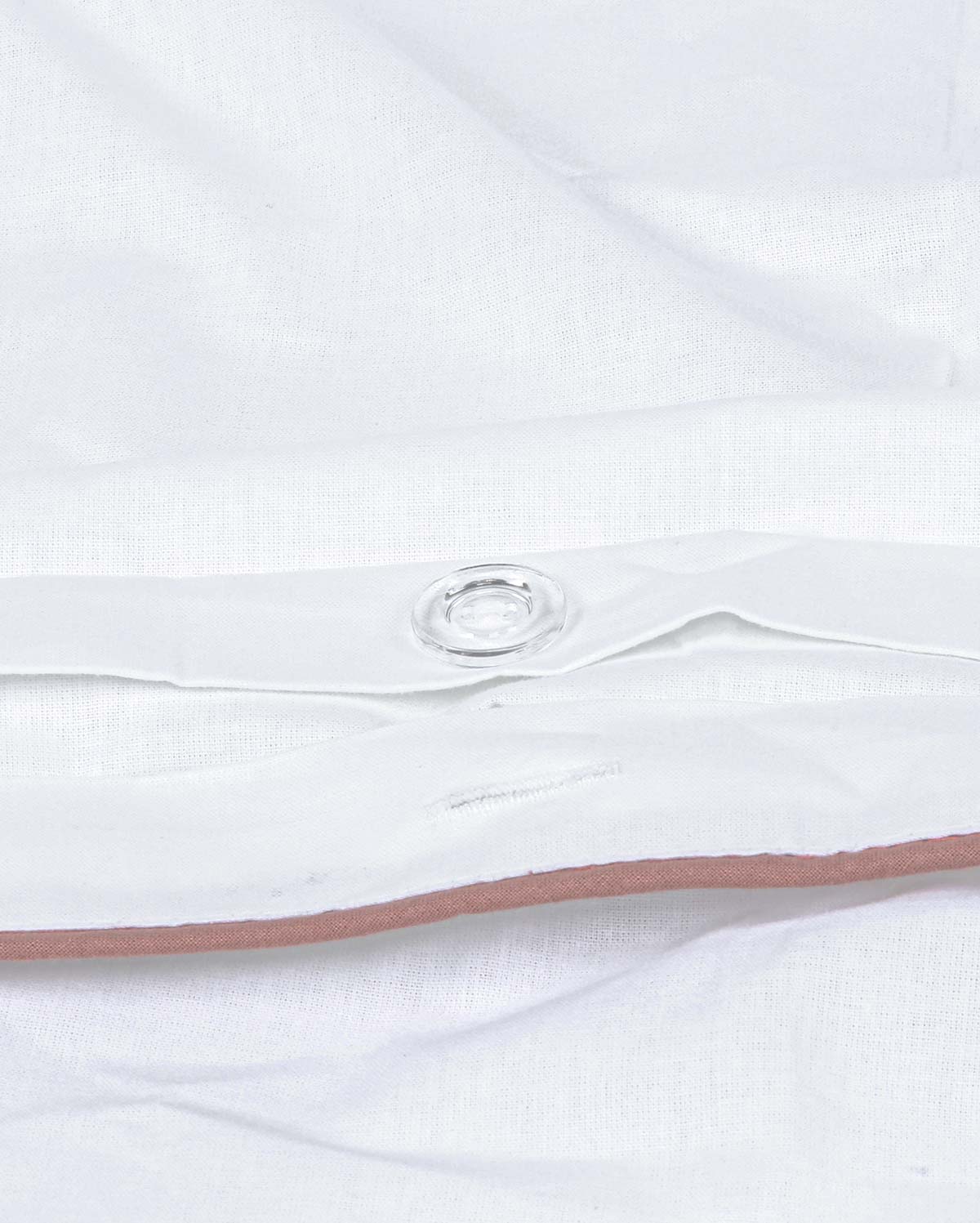 Classic Percale - Duvet Cover Set - White with Peach Piped Edge