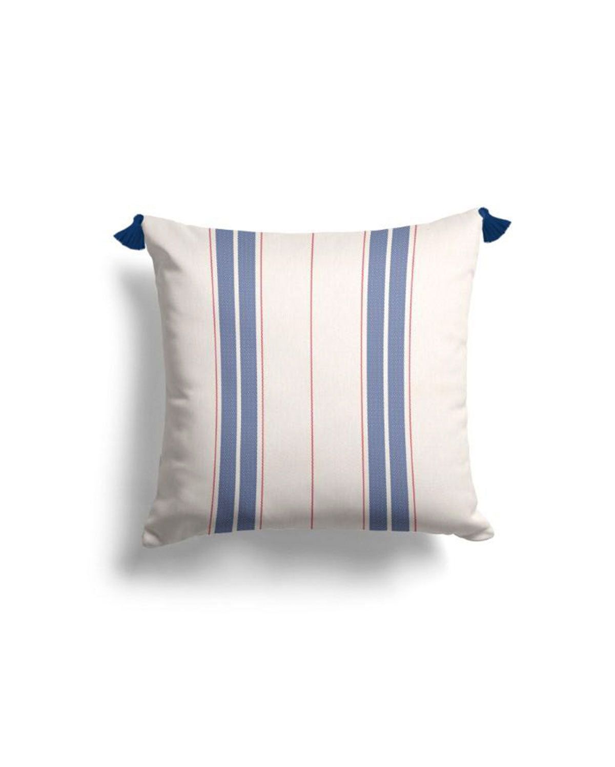 Tasseled Cushion Cover - White & Blue