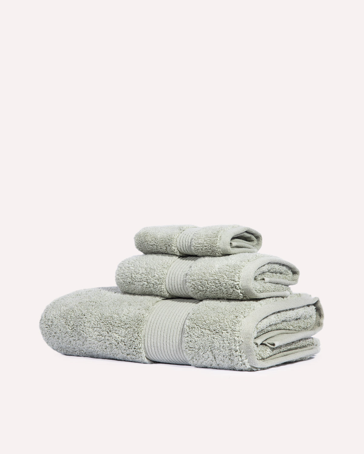 Plush Cotton Spa Towel Set - Light Green (3 Towels)