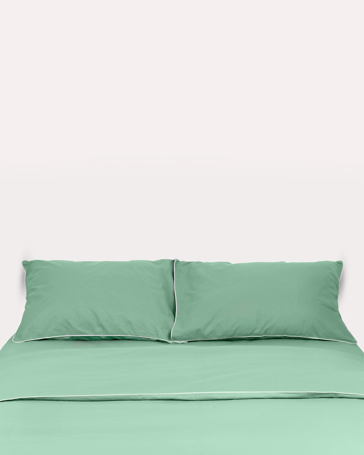 Classic Percale - Duvet Cover Set - Jade Green with White Piped Edge