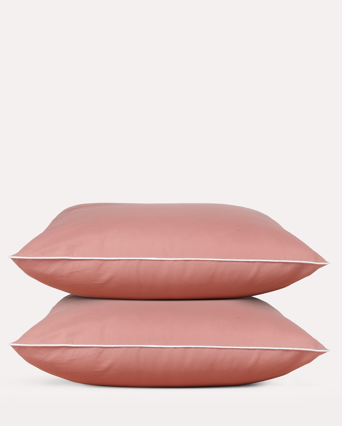 Classic Percale Pillowcase 2pcs- Peach with White Pipe Edge