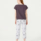 Short Sleeve Penguin Printed Cotton Pyjama Set - Grey - Ocoza
