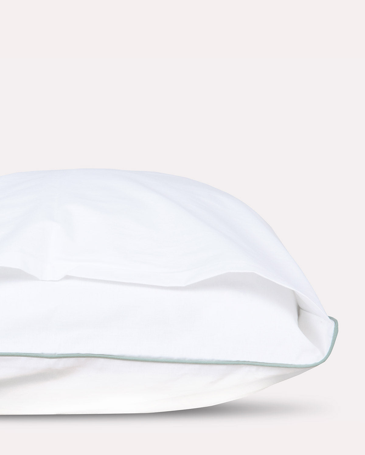 Classic Percale - Duvet Cover Set - White with Jade Green Piped Edge
