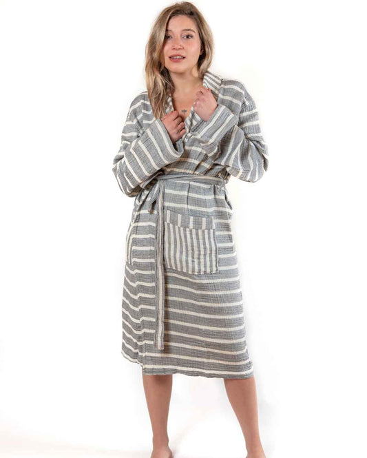 Arya Muslin Bathrobe- Anthracite