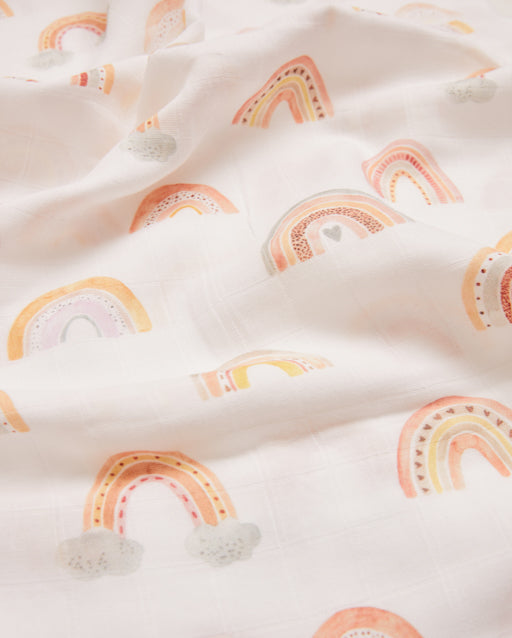 Rainbow Muslin Baby Cloth - White & Pastel Colours - Ocoza