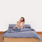 Sateen Stripe Duvet Cover - Dark Grey