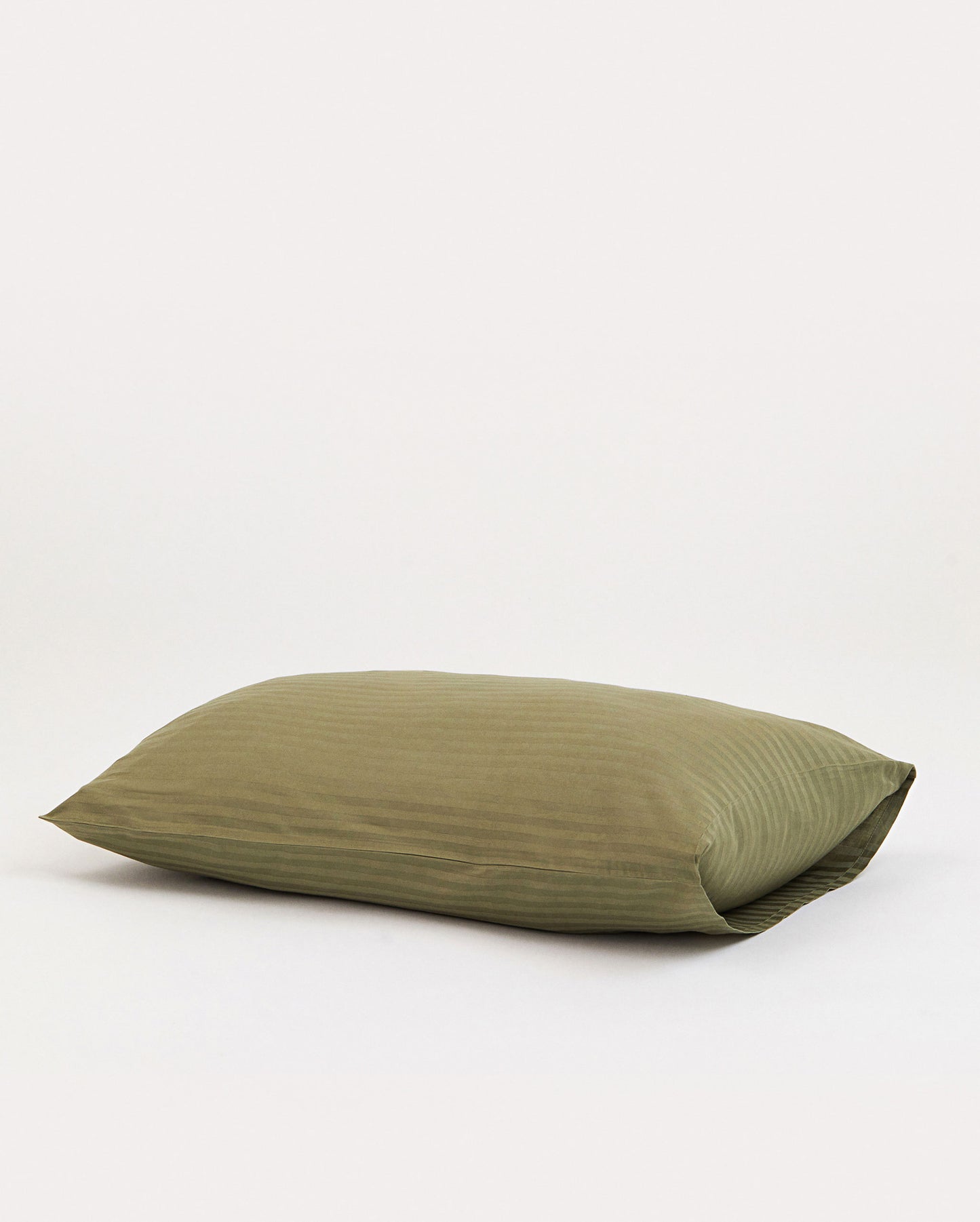 Sateen Stripe Pillowcase 2pcs - Oil Green