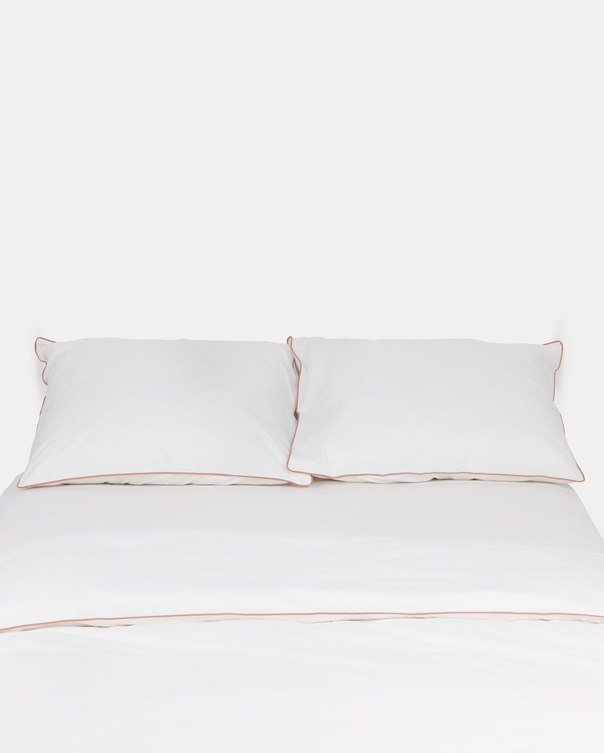 Classic Percale - Core Bedding Set - White with Peach Piped Edge