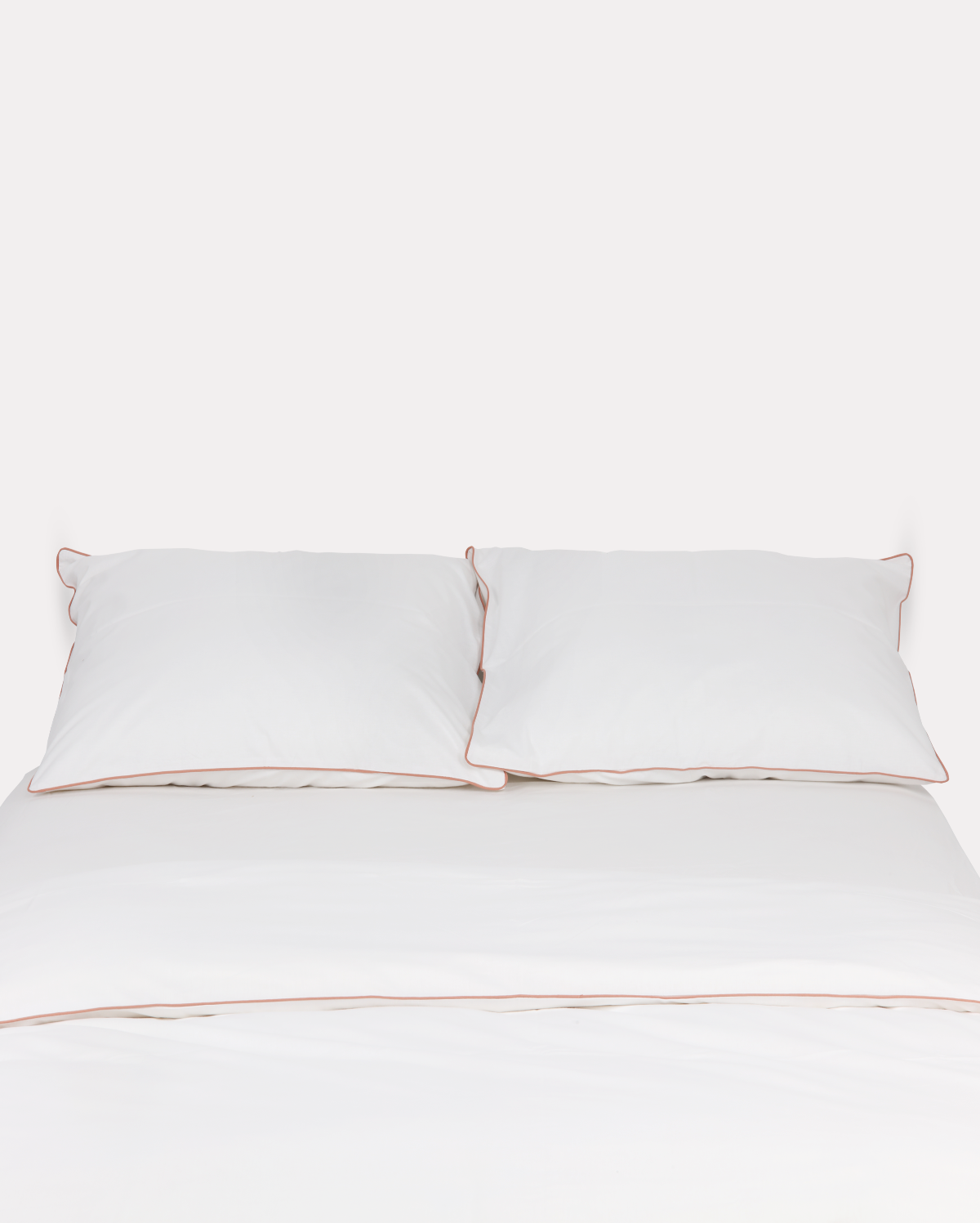 Classic Percale - Duvet Cover Set - White with Peach Piped Edge