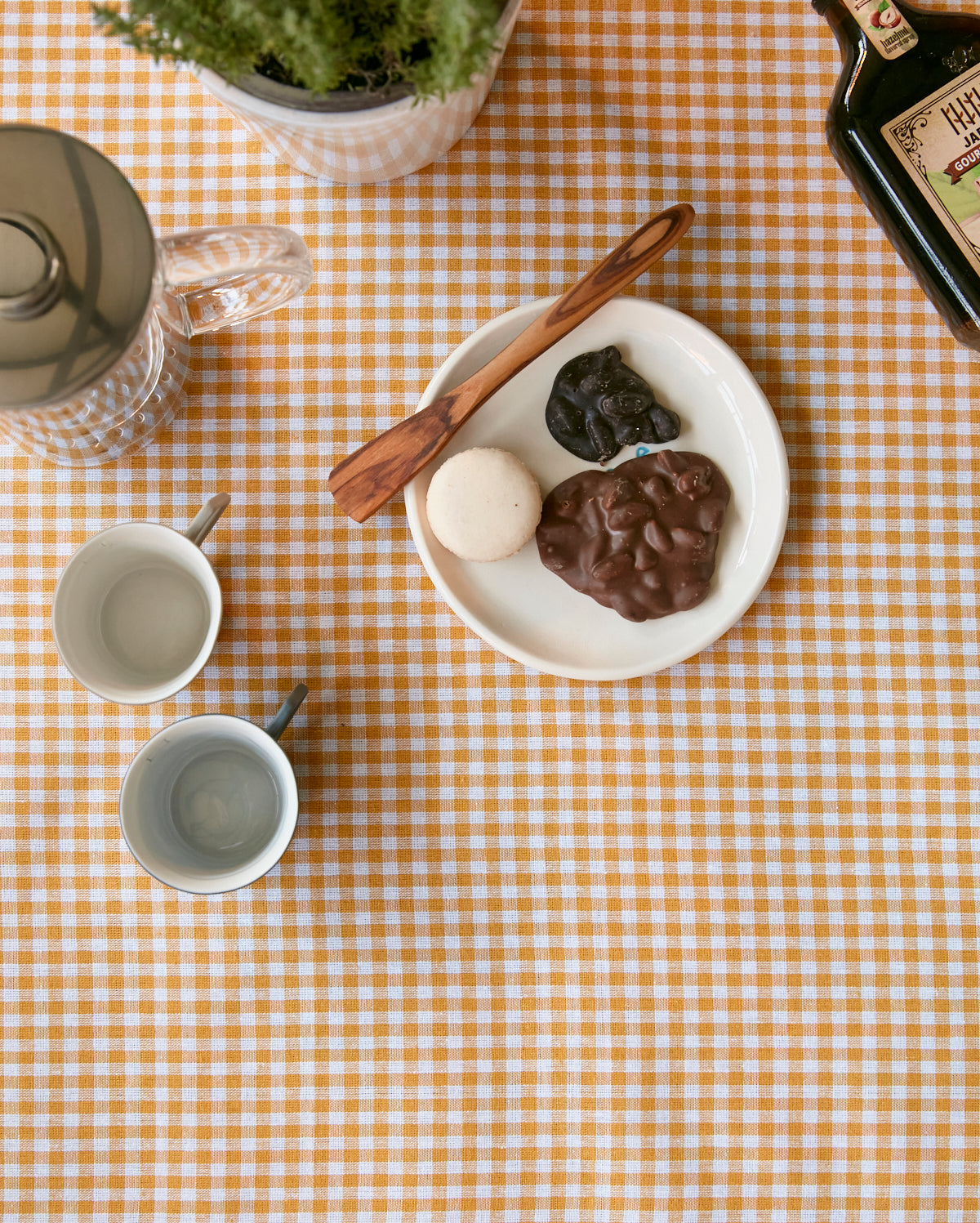 Checked Cotton Table Cloth - Orange - Ocoza