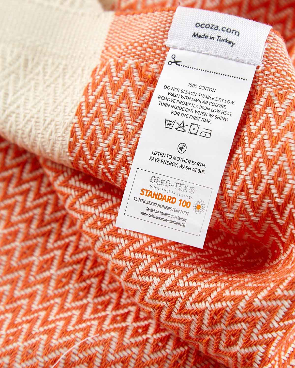Cotton Peshtemal Towel-Orange & White