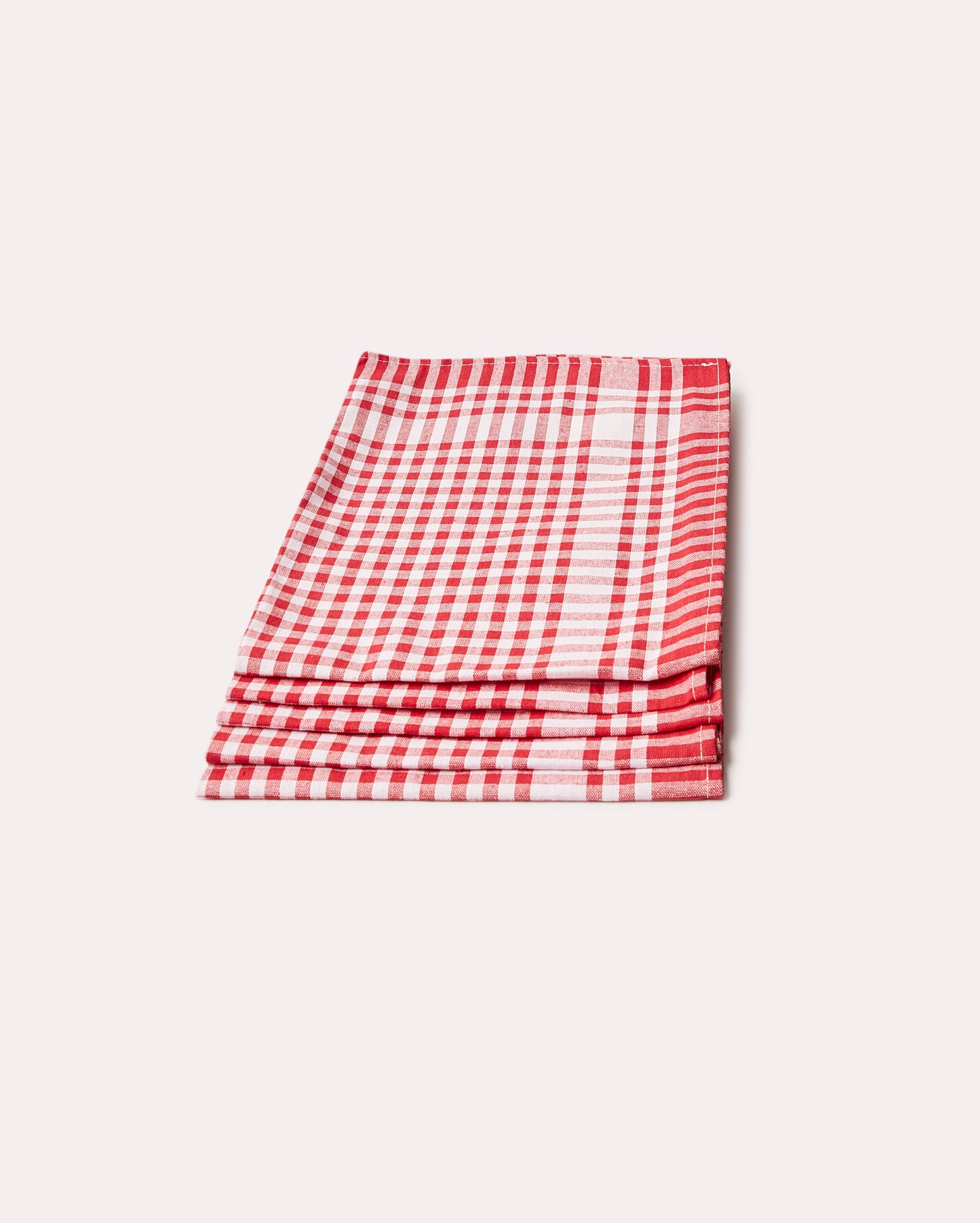 Checked Cotton Tea Towel 6 pcs - Red - Ocoza