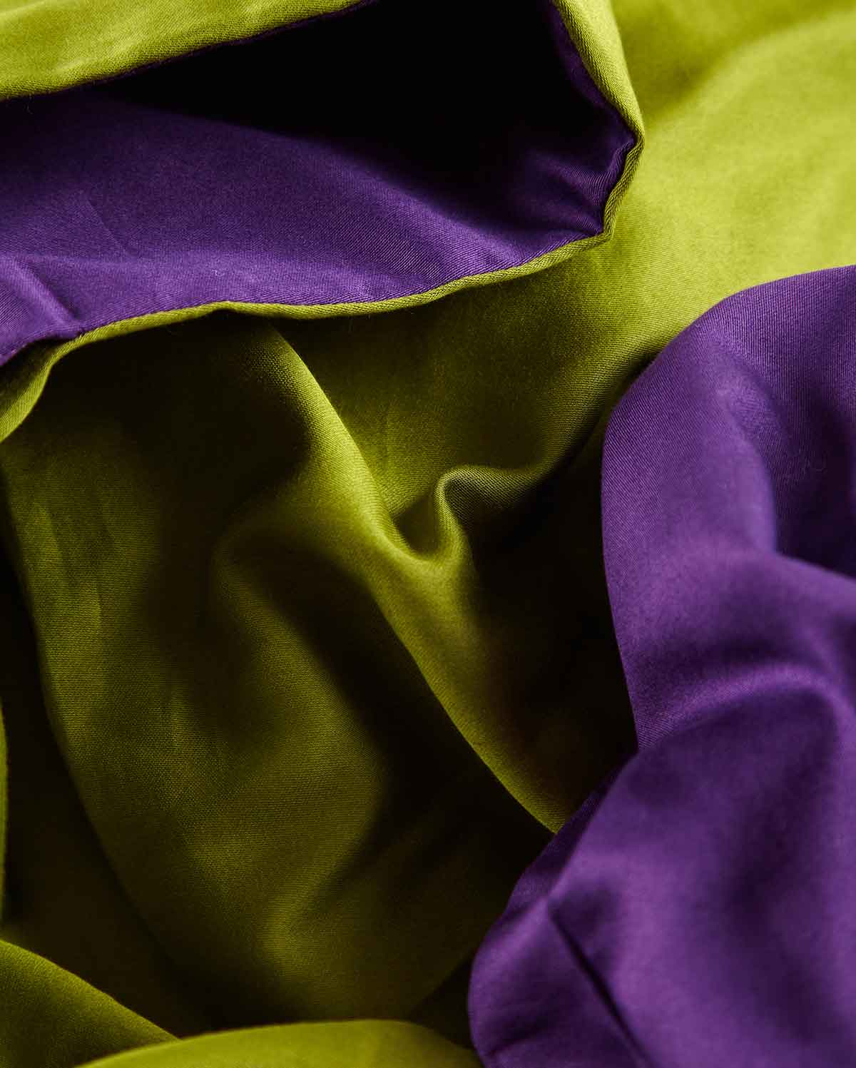 Reversible Percale Duvet Cover - Purple & Green