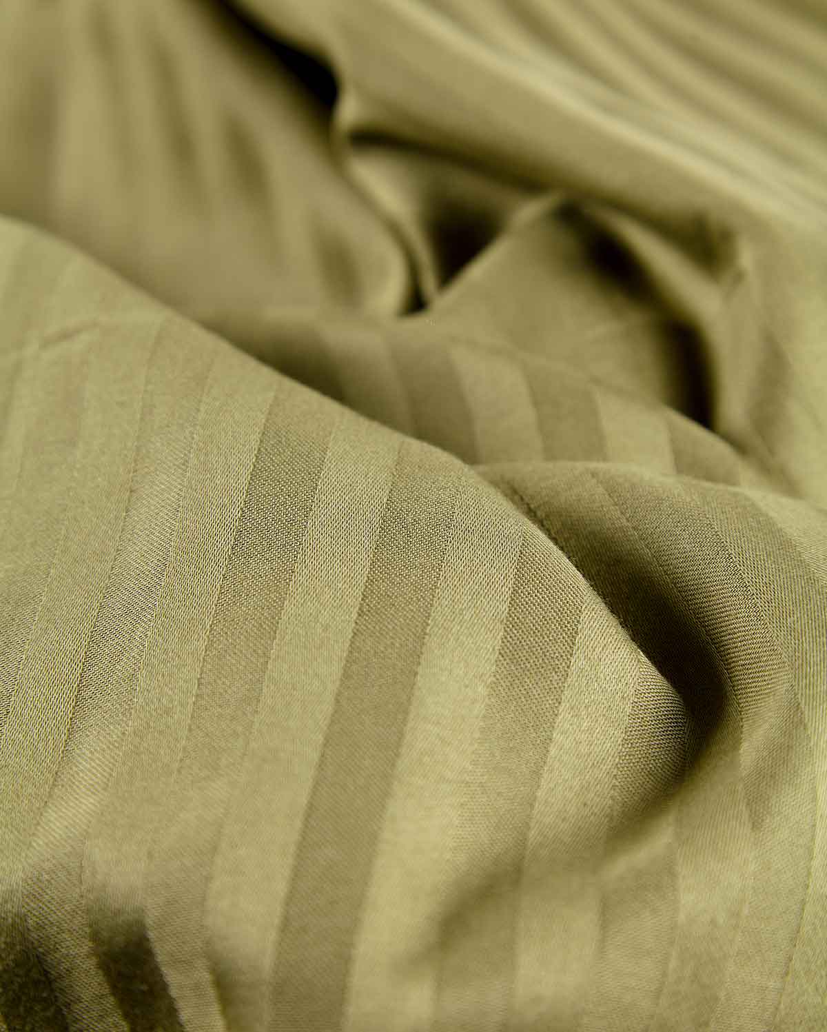 Sateen Stripe Duvet Cover - Oil Green