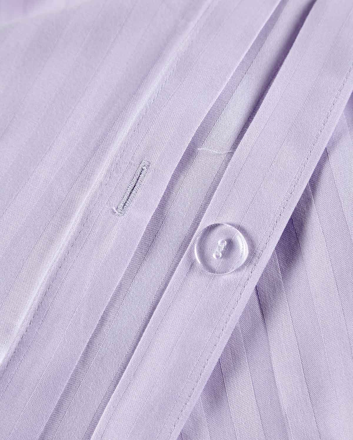 Sateen Stripe - Core Bedding Set - Lilac & White