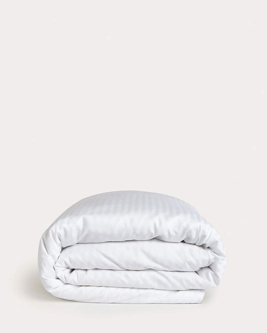 Sateen Stripe Duvet Cover - White
