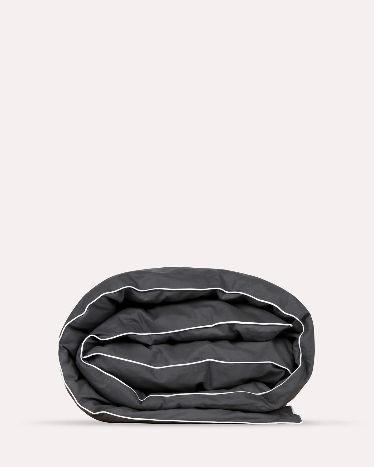 Classic Percale Duvet Cover- Anthracite with White Piped Edge