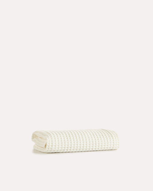 2x Waffle Cotton Towel - Cream - Ocoza