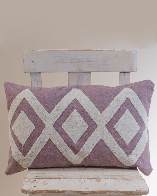 Embroidered Cushion Cover - Pink & Ecru (-)