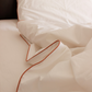Classic Percale - Duvet Cover Set - White with Peach Piped Edge
