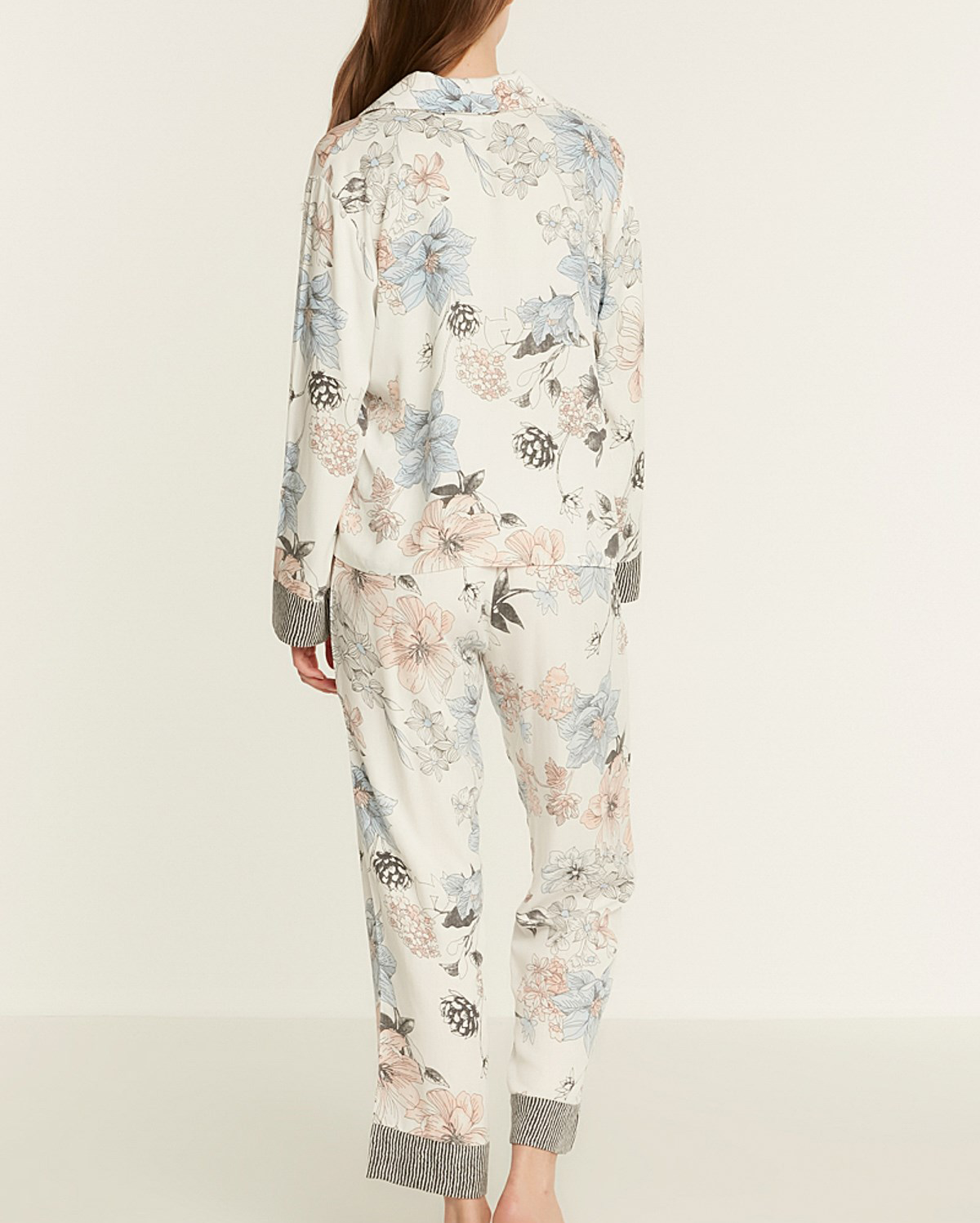 Flower Printed Pyjama Set - Ecru